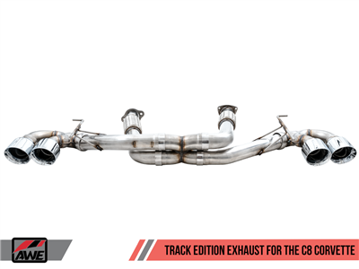 AWE Tuning Track Edition Exhaust Quad Chrome Silver Tips 2020-2021 C8 Corvette